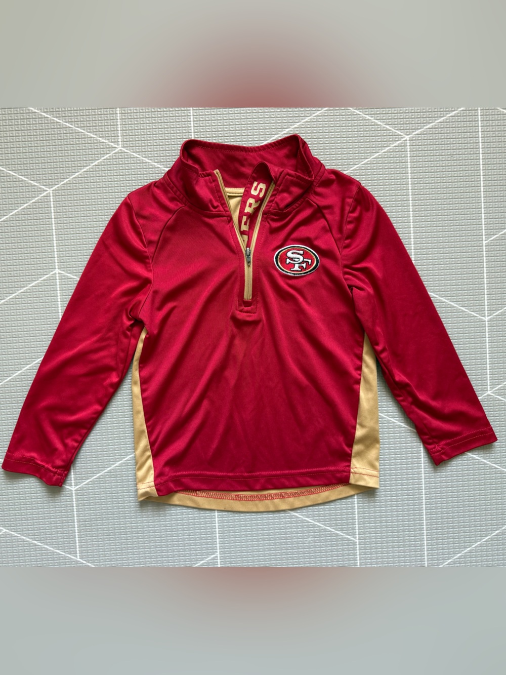 NFL|Baby/toddler gender neutral Red & Tan Quarter-Zip Pullover 49ers•Football